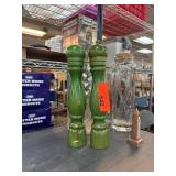 Green Wooden Salt and Pepper Shakers