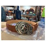 Ostrich Belt with State of Texas Buckle