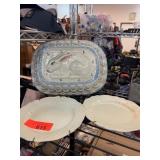 Decorative Ceramic Platter and Two Plates