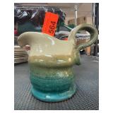 Green-Glazed Handmade Ceramic Pitcher
