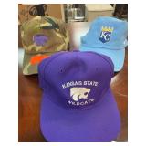 Two Nike Kansas Hats and One Other Cap