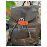 Brown Leather Backpack With Front Flap Closure