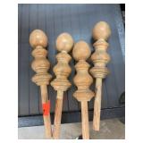 Four Turned Wood Finials