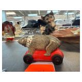 Japan Tin Toy Miniature Bear on Wheels