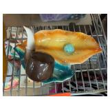 Ceramic Leaf-Shaped Ashtray With Pipe Motif