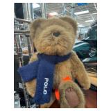 Brown Polo Plush Bear with Navy Scarf