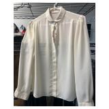 Cream-Colored Long-Sleeve Blouse With Buttons