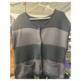 Gray and Black Knitted Button-Up Vest