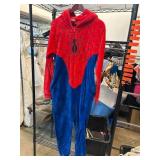 Red and Blue Spider-Inspired Hooded Onesie