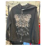 Black Hooded Sweatshirt With Skeleton Design