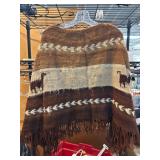 Handwoven Wool Poncho With Fringe Trim