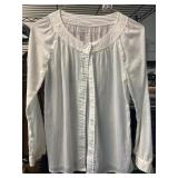 White Button-Down Long-Sleeve Blouse