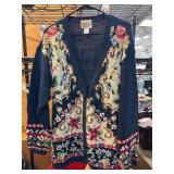 Nitches In Time Knit Cardigan With Floral Design