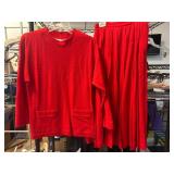 Prophecy Petites Red Wool Top and Skirt Set