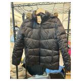 Calvin Klein Black Puffer Jacket with Faux Fur Hoo