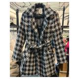Black and White Houndstooth Tulle Coat
