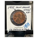 1955 Lincoln Cent With Mint Error