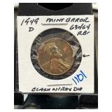 1949-D Lincoln Cent Mint Error RBF