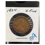 1924 Lincoln Wheat Penny in Very Fine Condition