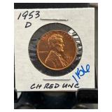 1953-D Lincoln Wheat Cent in CH Red Unc Condition