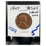 1947 Lincoln Wheat Cent MS64 Choice Unc