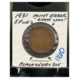 1931 Lincoln Cent Mint Error Coin