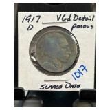 1917-D Buffalo Nickel with Porous Detail