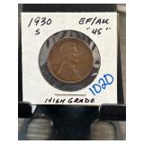 1930-S Lincoln Wheat Penny EF/AU