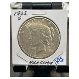 1922-S Peace Dollar, High Grade