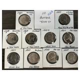 10 Jefferson Nickels in Holders