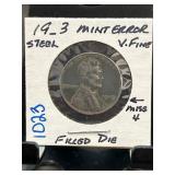 19_3 Lincoln Steel Cent Mint Error