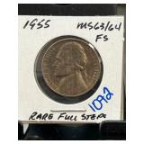 1955 Jefferson Nickel MS63/64 Full Steps