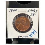 1944 Lincoln Wheat Cent in CH UNC Condition