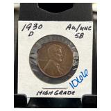 1930-D Lincoln Wheat Cent AU/UNC