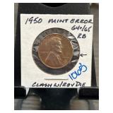 1950 Lincoln Wheat Penny Mint Error