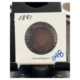 1891 Indian Head Cent in Holder