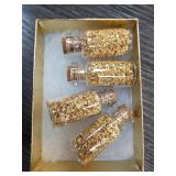 Four Glass Bottles with Gold Leaf Flakes