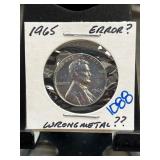 1965 Lincoln Penny Error Coin