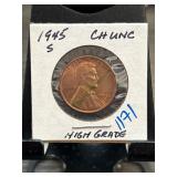 1945-S Lincoln Wheat Penny High Grade