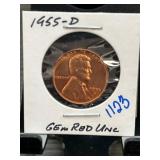 1955-D Lincoln Wheat Cent Gem Red UNC