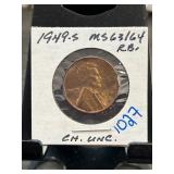 1949-S Lincoln Wheat Penny MS63/64 RB