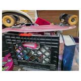 Lot with Skateboard, Toys, and Decorative Ukulele