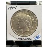 1924 High Grade Peace Dollar Coin