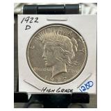 1922 D Peace Dollar in High Grade