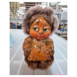 Handcrafted Figurine with Fur Trimmed Hood