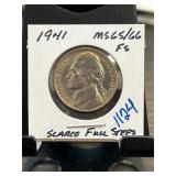 1941 Jefferson Nickel MS65/66 FS