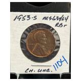 1953-S Lincoln Wheat Cent MS63/64 Red Brown