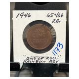 1946 Lincoln Wheat Penny with Rainbow Toning