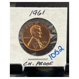 1961 Lincoln Cent Proof Coin in Holder
