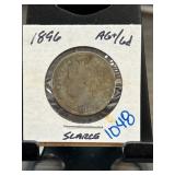 1896 Barber Dime Encased in Holder